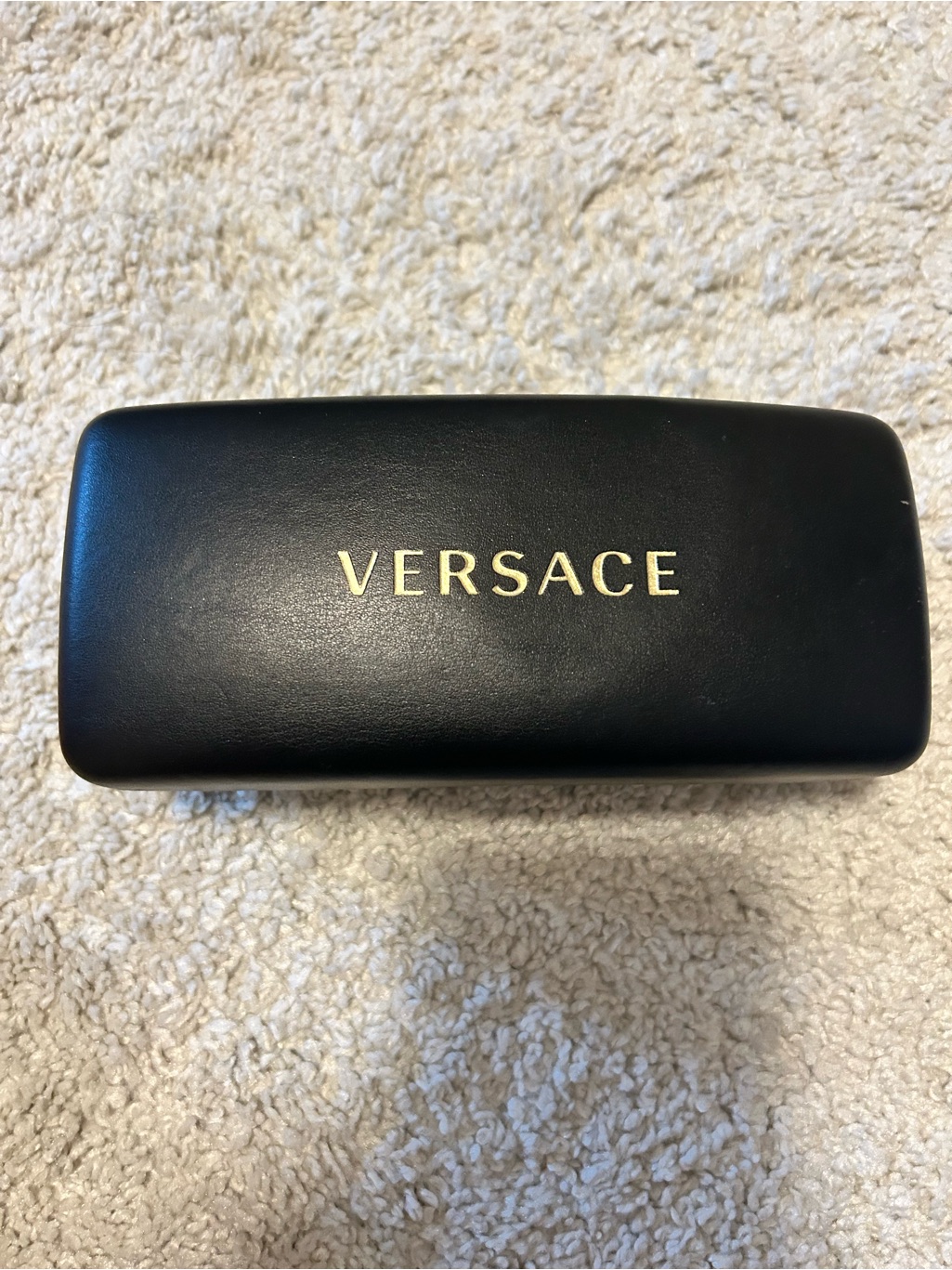 Versace Black Sunglasses Case With Gold Lettering